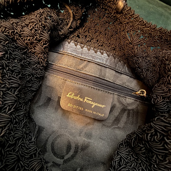 Salvatore Ferragamo Black Woven Leather Hobo Bag - Picture 4 of 4